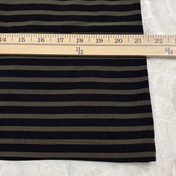 Chicos Travelers Slinky Striped Top V-Neck Knit Long Slv Black Green Size 3 XL - Picture 5 of 8
